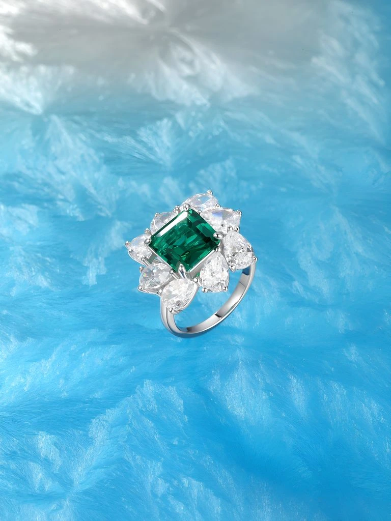 Emerald cut aquamarine, saturated sea blue